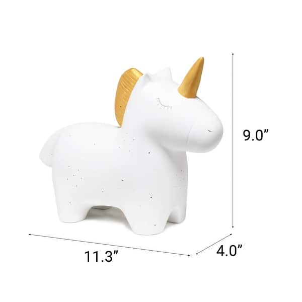 9.01" Whimsical Ceramic Glowing Unicorn Light, for Home Décor, Nightstand, End Table, Entryway, Bookshelf, Kid's Room, White