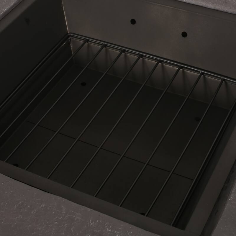 Pickerel Outdoor Lightweight Concrete Outdoor Wood Burning Square Fire Pit by Christopher Knight Home