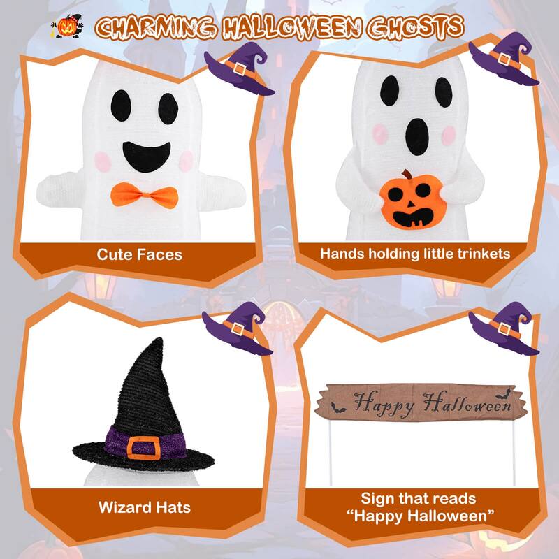Costway 4 Pcs Halloween Decoration with Gate, Happy Halloween Sign, - As Picture Shows - See Details