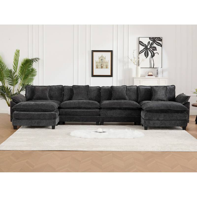 GDF Studio - Sandy Comfort Modern Upholstered Sectional Sofa with Double-Layer Chenille Cushions