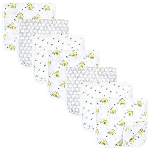 slide 1 of 1, Hudson Baby Unisex Baby Muslin Burp Cloth 7pk, Bees, One Size - Bees - One Size One Size - Bees