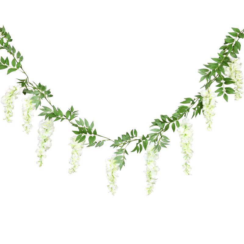 Set of 2 Cream White Artificial Wisteria Flower Garland Hanging Vine 6ft - Cream White - 72" L x 6" W x 6" DP - Cream White - 72" L x 6" W x 6" DP