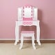 preview thumbnail 5 of 7, Fantasy Fields Pink Kids Play Vanity Pretend Play Makeup Set with Table, Stool, and LED Lights