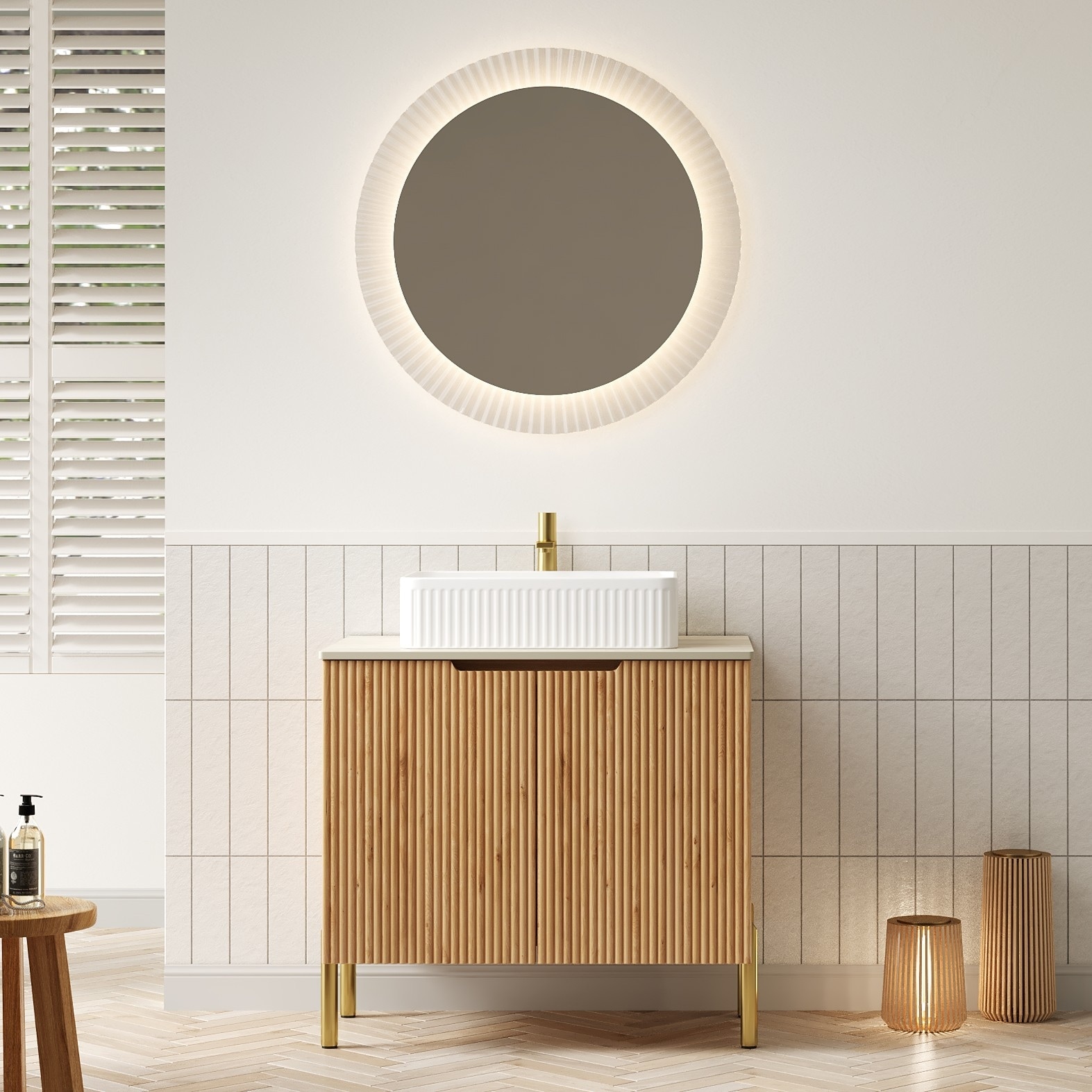 GDFStudio - Turio 30" Freestanding Bathroom Vanity with Dual Doors, Ceramic Basin & Sintered Stone Countertop, WITHOUT Faucet