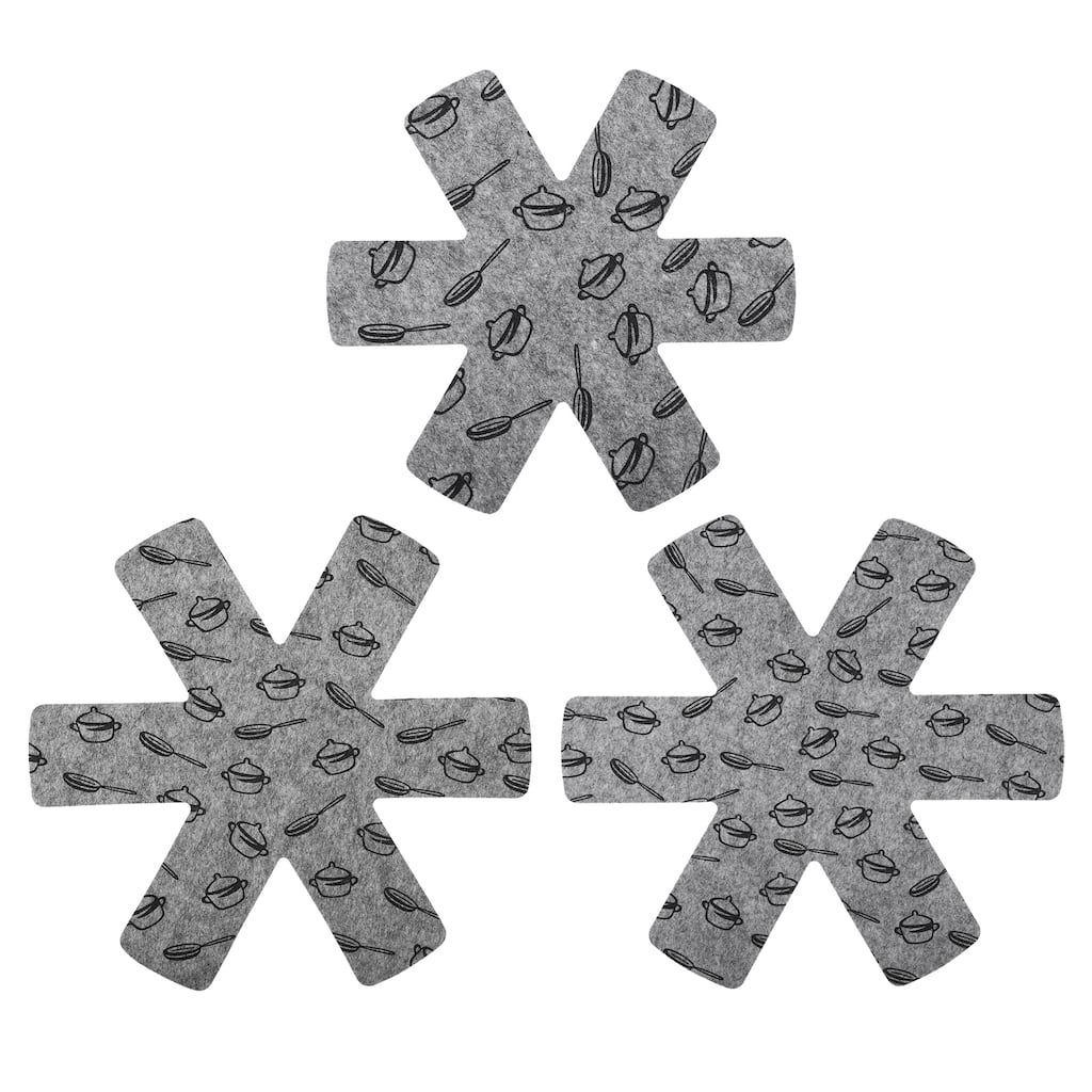 Pot and Pan Protectors, 3 Different Size Pot Separator for Stacking - Gray