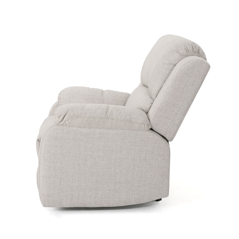 Roomfitters Manual Recliner Chair with Plush Beige Linen Fabric, Compact Armchair for Small Spaces