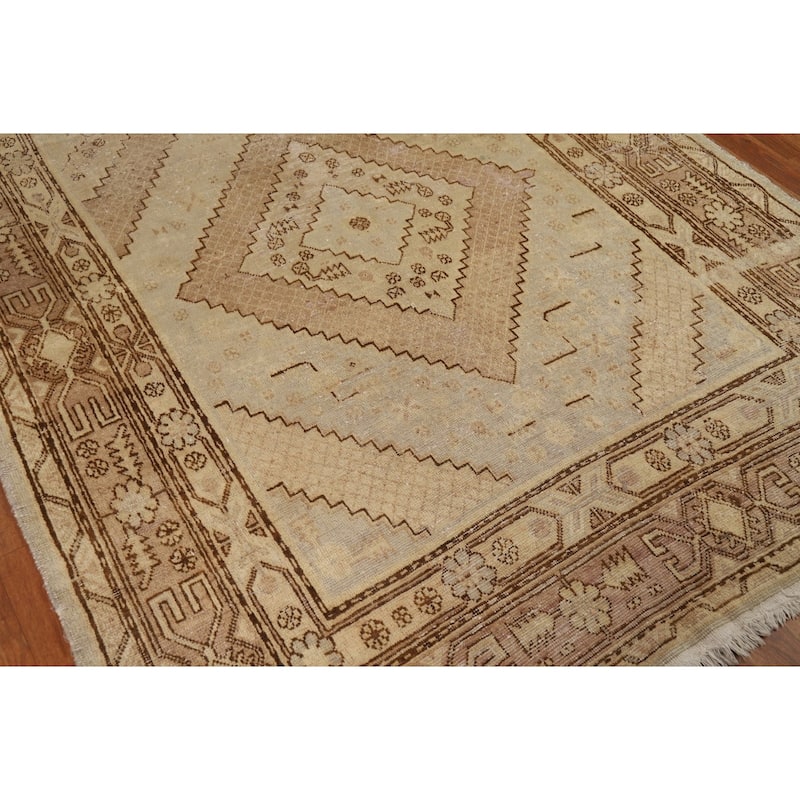 Pre-1900 Antique Vegetable Dye Khotan Rug Hand-Knotted Wool Carpet - 5'7"x 10'7"