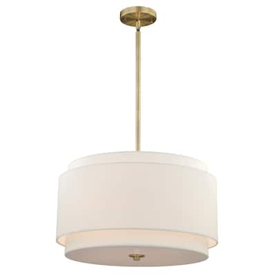 Burnaby 4 Light Mid-Century Modern Drum Pendant White Linen - 20.5-in W x 15.75-in H x 20.5-in D