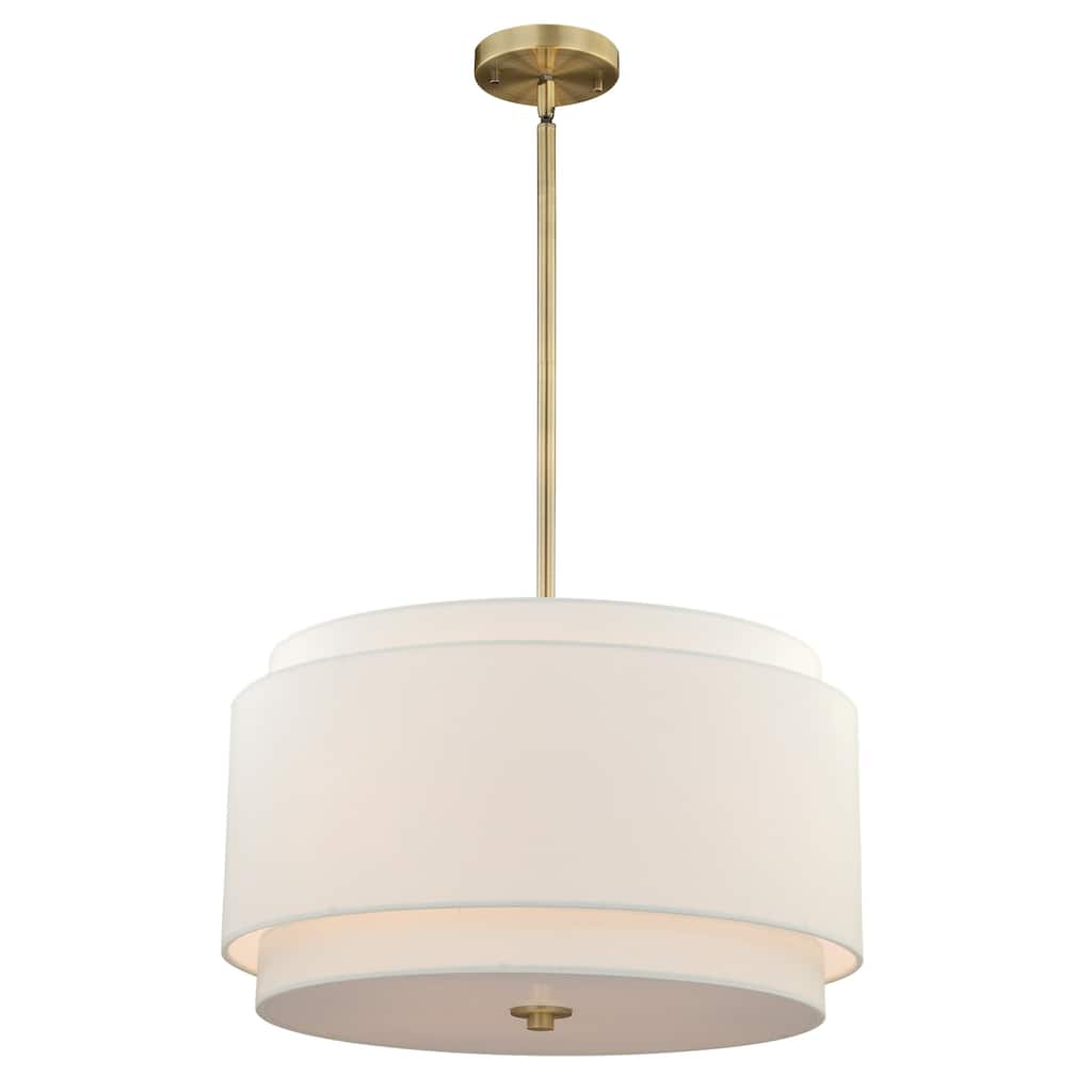 Burnaby 4 Light Mid-Century Modern Drum Pendant White Linen - 20.5-in W x 15.75-in H x 20.5-in D