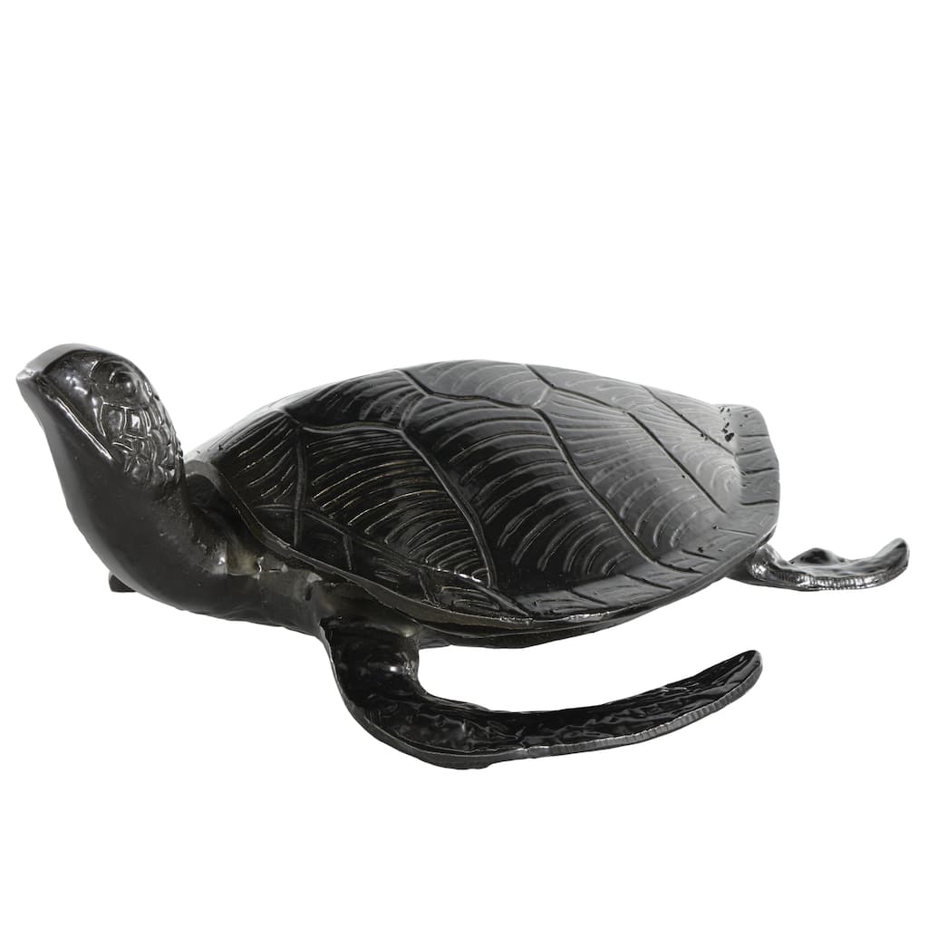 Black Aluminum Carved Sea Turtle Sculpture