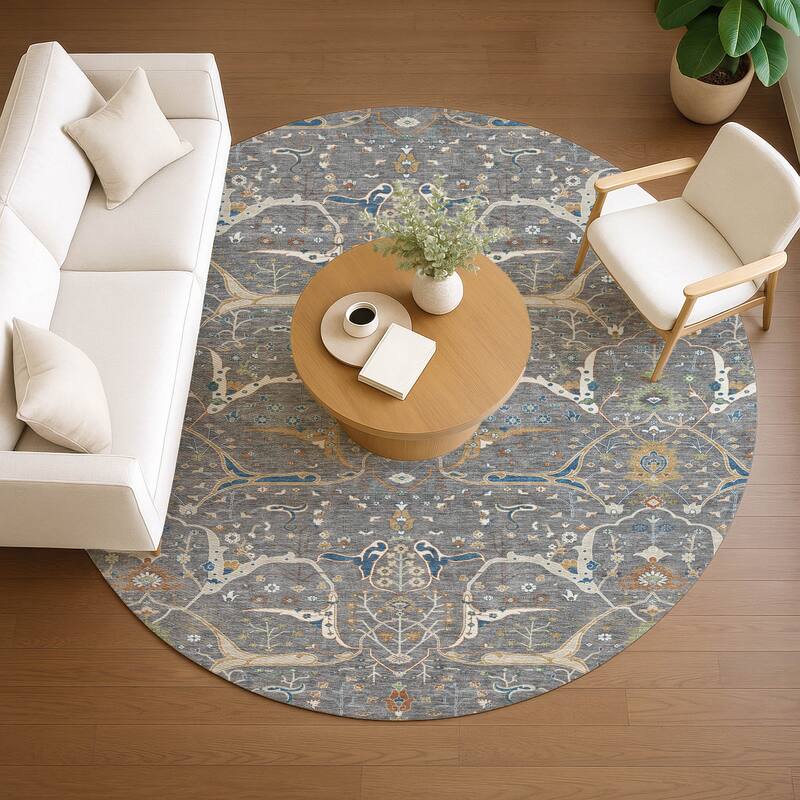 Machine Washable Indoor/ Outdoor Traditional Persian Chantille Rug