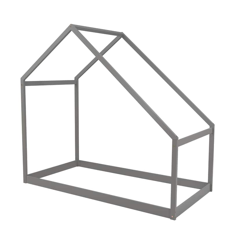 Solid Wood House Bed with Roof for Kids, Boys and Girls, Bedroom