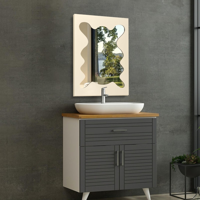 Decorative Irregular Scalloped Wall Mirror - 40 x 26 Inches