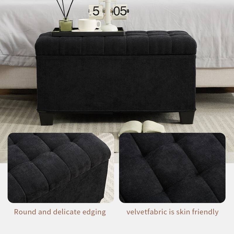 Storage Ottoman Bench, Foot Rest with Legs, 16 x 30 x 16.1 Inches, End of Bed Bench