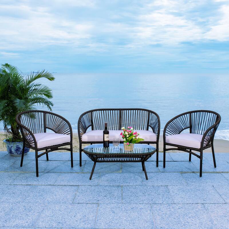SAFAVIEH Outdoor Living Werner 4-Piece Patio Set - 48"W x 24"D x 29"H