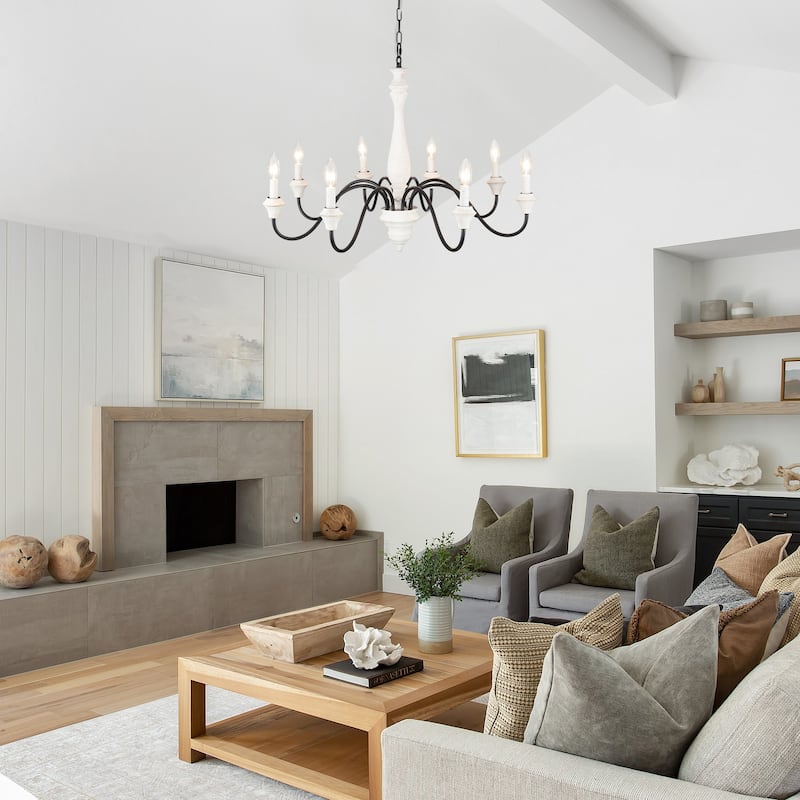 8-Light Vintage Candlestick Hanging Chandelier Lighting for Kitchen Island
