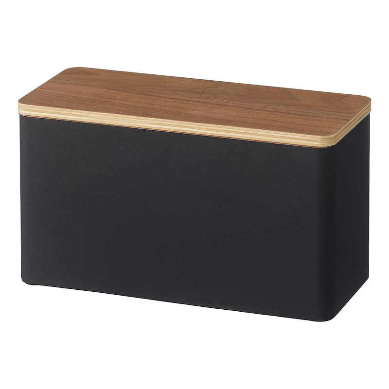 Yamazaki Home Countertop Organizer, Steel and Wood, Lid - L 4.13 x W 9.06 x H 5.51 inches