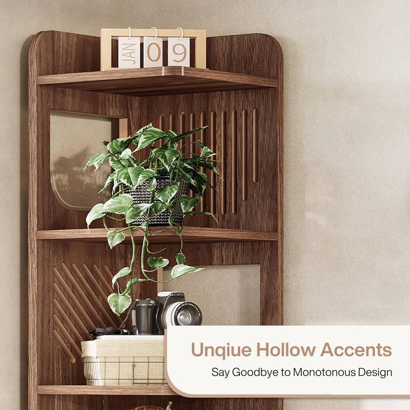71 Inches 6-Tier Tall Corner Shelf, Corner Bookcase for Living Room