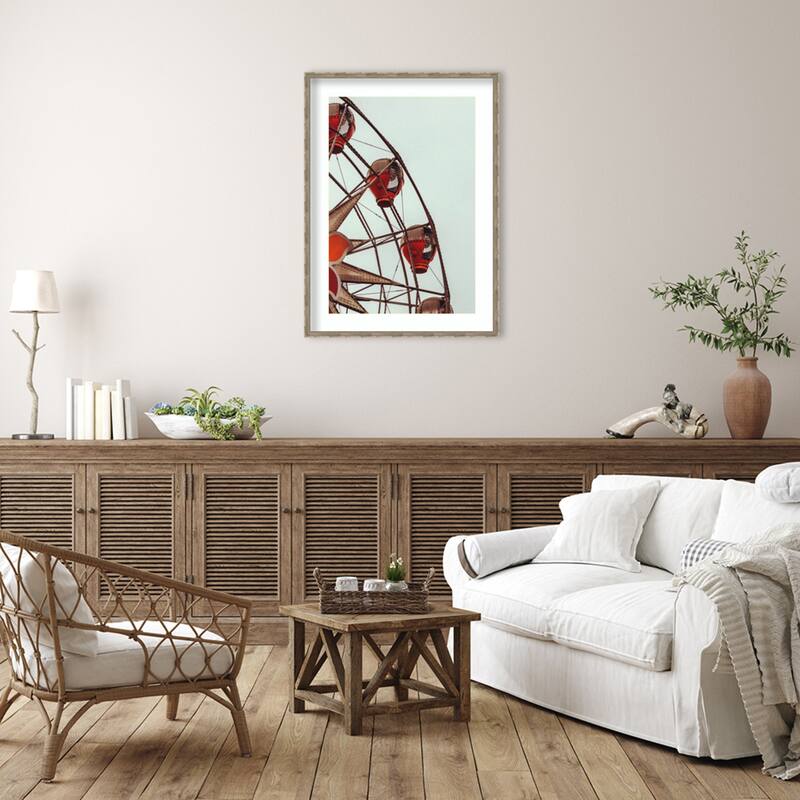 Ferris Wheel No. 5 by Rachel Lee 3 Birdies Studio Wood Framed Wall Art Print - Mila Dark Silver