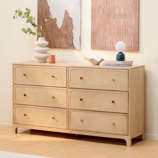 Elio Rattan 6 Drawer Dresser with Brass Knob
