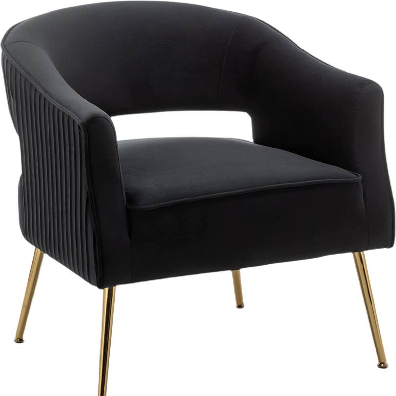 SEYNAR Modern Velvet Accent Arm Vanity Chair with Wingback and Gold Legs for Living Room