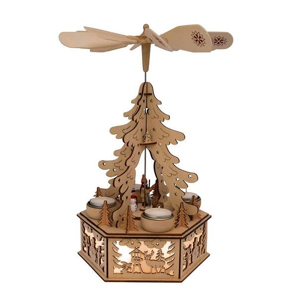 Shop Brown And Off White Windmill Patterned Led Decorative Candle