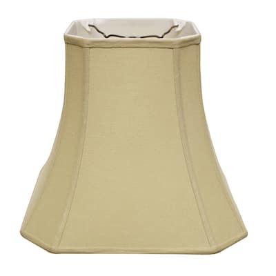 Cut Corner Square Bell Softback Lampshade with Washer Fitter, Tan Color Fabric Lampshade for Table Lamps, Natural Linen