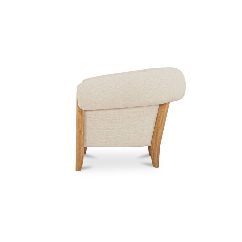 NADAAL STUDIOS Neris Accent Chair, Tub Style with Fold-Over Back and Wire-Brushed Wood Legs, Oat