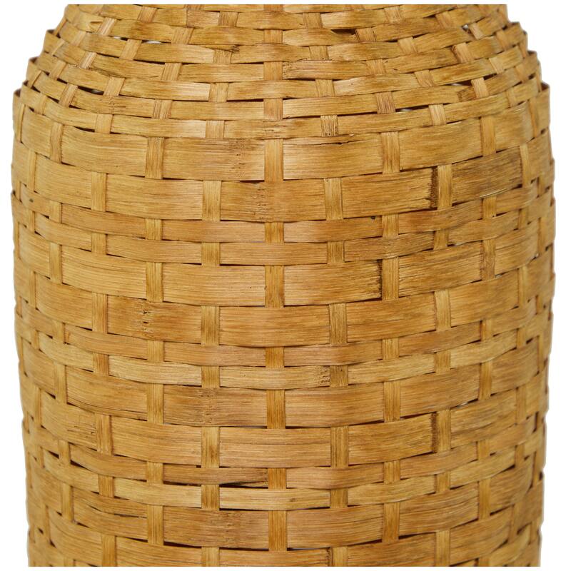 Intricately Woven Tall Bamboo Wood Floor Vase - White or Brown