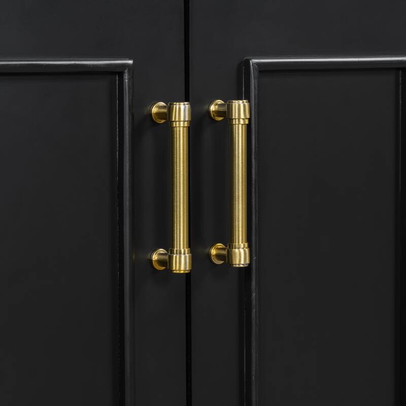 Bathroom Vanity with Ceramic Sink, Freestanding Bathroom Cabinet with Double Shelf, 1 Divided Drawer & 2 Soft Close Doors