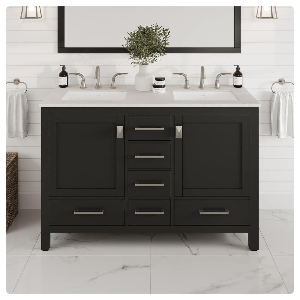 Aberdeen 48 in. Double Sink Vanity with Carrara Quartz Top & Undermount Sinks