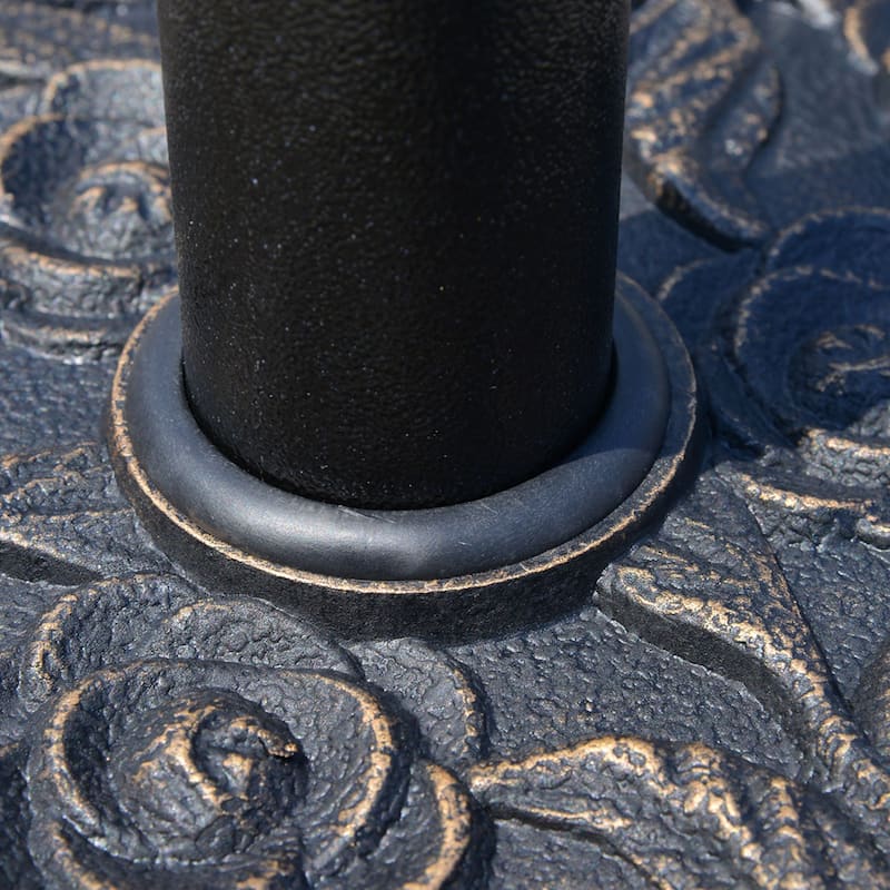 Outsunny 18" Round Decorative Resin Rose Floral Umbrella Pole Holder with Elegant Bronze Finish & Universal Coupler