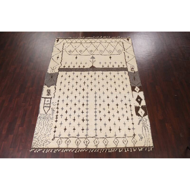 Tribal Geometric Oriental Moroccan Wool Area Rug Hand-knotted Carpet - 8'1" x 10'10"