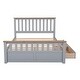 preview thumbnail 6 of 7, Queen Size Wood Platform Bed with Two Drawers and Wooden Slat Support,Gray+Natrual