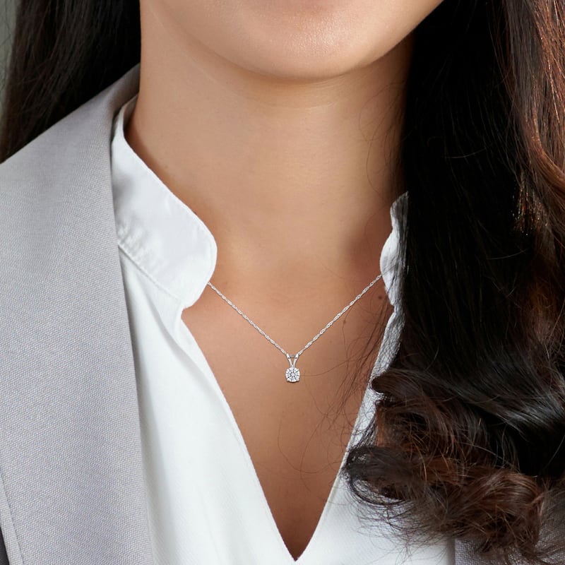 3/4ct TDW Lab-Grown Diamond Solitaire Pendant with Chain in 14k White Gold - 18 in