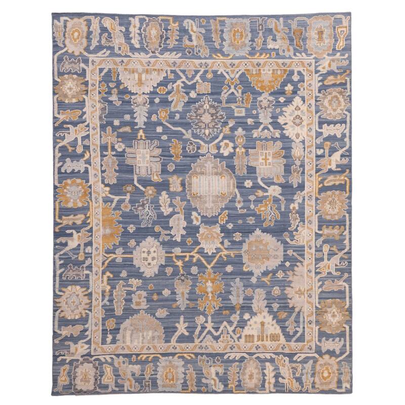 ECARPETGALLERY Hand-knotted Finest Oushak Navy Wool Rug - 8'0 x 10'1