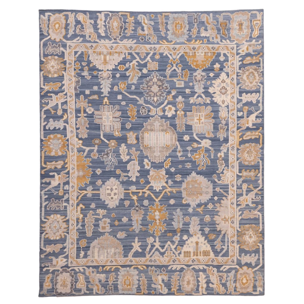 ECARPETGALLERY Hand-knotted Finest Oushak Navy Wool Rug - 8'0 x 10'1