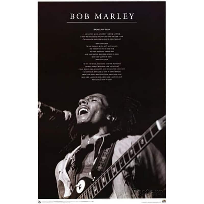 Bob Marley Iron Lion Zion Lyrics Art Poster - 24 x 36 Inch