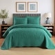 preview thumbnail 52 of 106, MarCielo 3 Piece Cotton Oversized Bedspread Quilt Set Tmonica Emerald - Oversized King