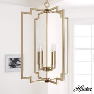 Hunter Zoanne 4-Light Modern Pendant Hanging Light - Island, Entry, Dining - Geometric, Contemporary, Candle, Transitional
