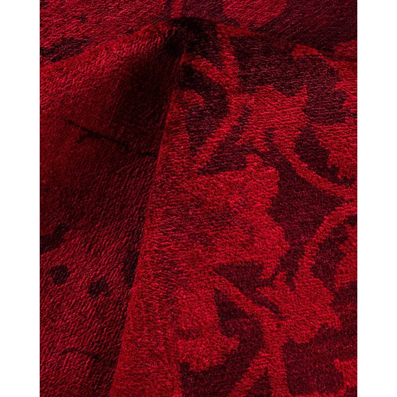Overton Hand Knotted Wool Vintage Inspired Modern Contemporary Overdyed Red Area Rug - 8' 4" x 10' 3"