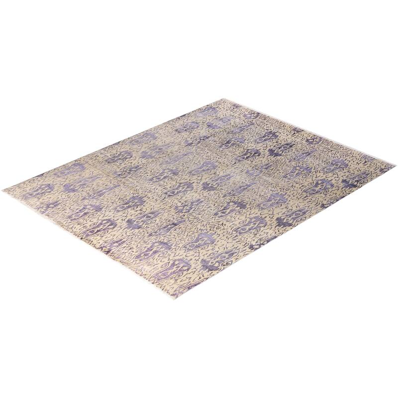 Ikat One-of-a-Kind Hand-Knotted Area Rug - Beige, 8' 0" x 10' 1" - 8' 0" x 10' 1"