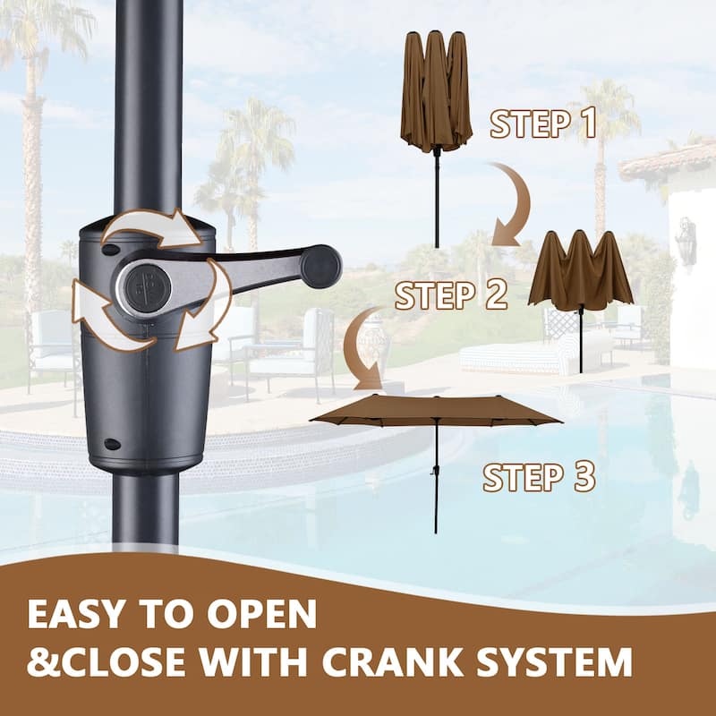 Ainfox 13Ft Large Outdoor Patio Umbrella with Crank With Base