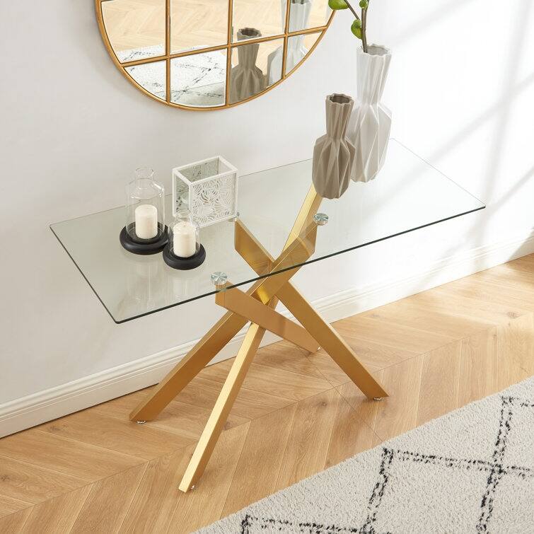Glass Top Coffee Table End Table Console Table for Living Room 3pcs/set