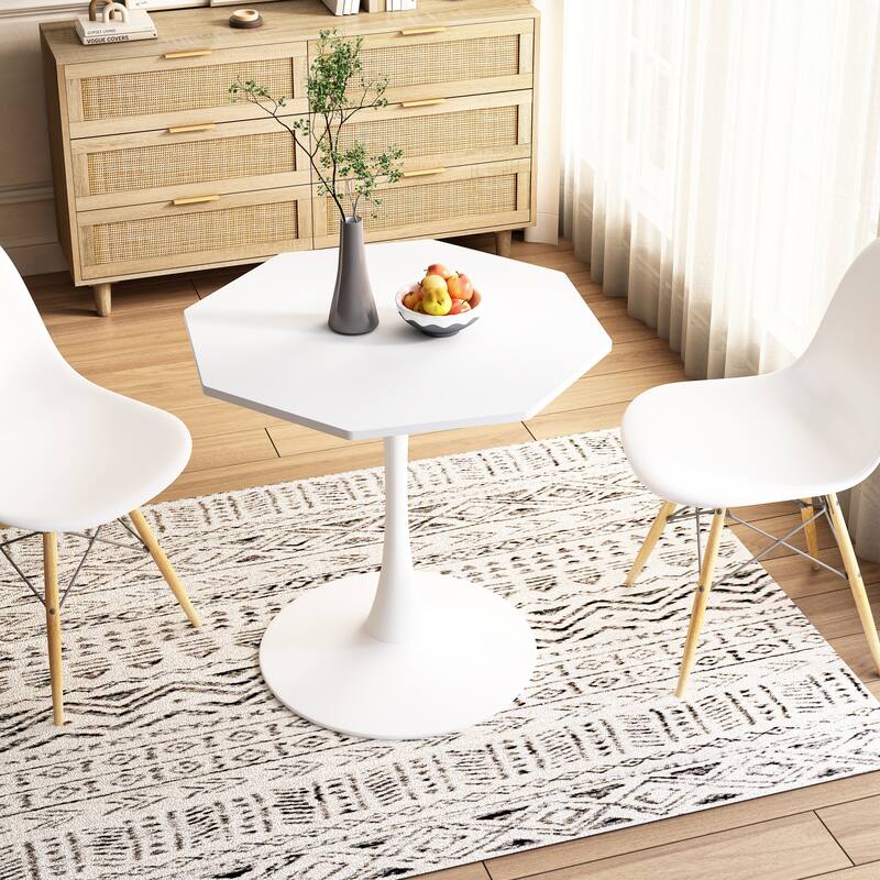 31.50"Modern Octagonal Coffee Table with Printed Black Marble Table Top