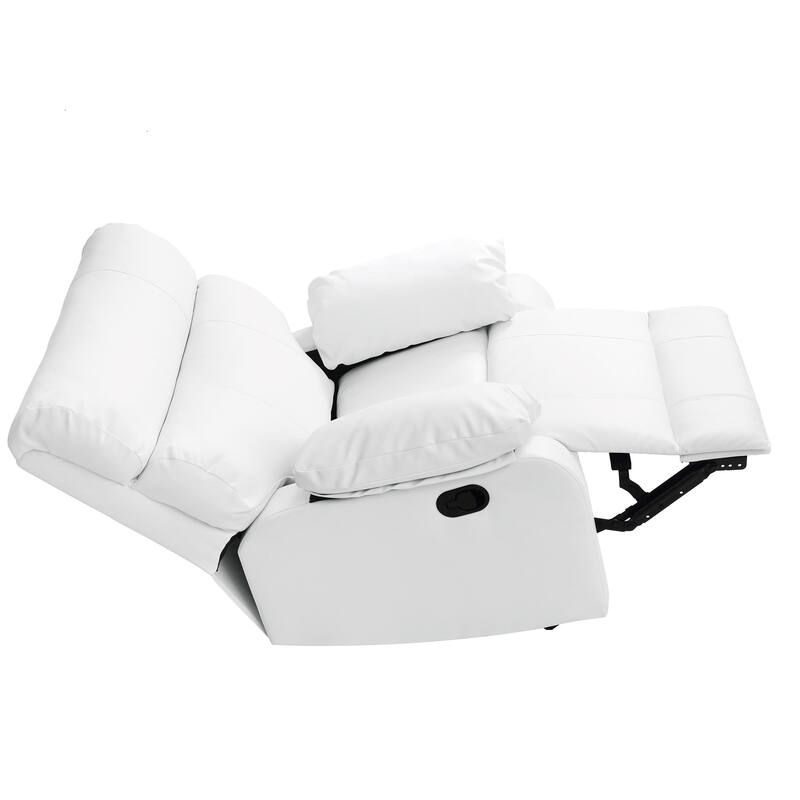 Faux Leather Upholstered Reclining Chair with Padded Arms - 39" - White
