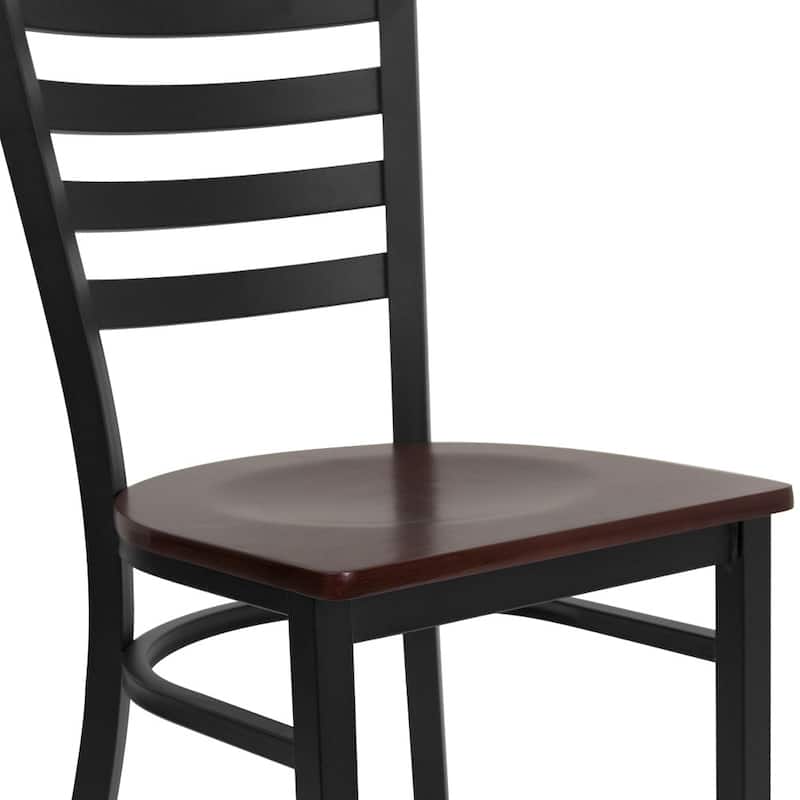 2 Pack Ladder Back Metal Restaurant Chair - 16.5"W x 17"D x 32.25"H - 16.5"W x 17"D x 32.25"H