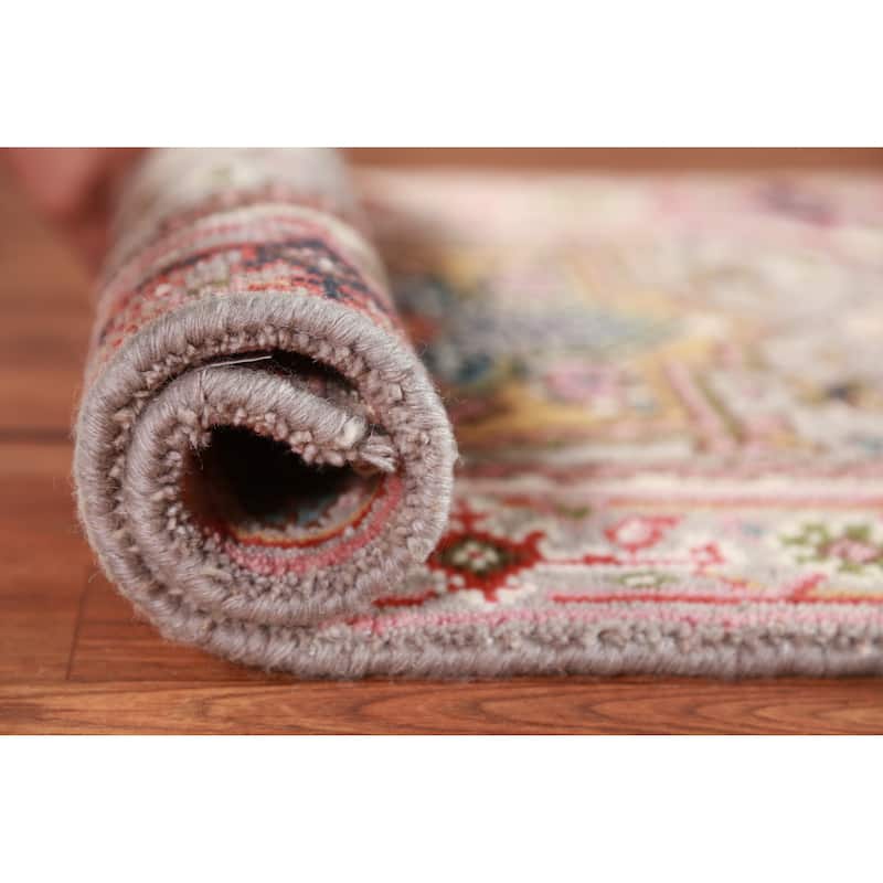 Hand Knotted Oriental 100% Wool Carpet Traditional Medallion Greys & Charcoal Heriz (serapi) Area Rug - 3' 0'' X 2' 0''