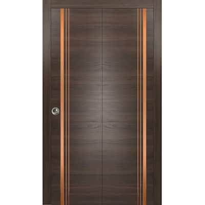 Bi-fold Doors 36 x 80 Planum 1010 Chocolate Ash with Sturdy Tracks