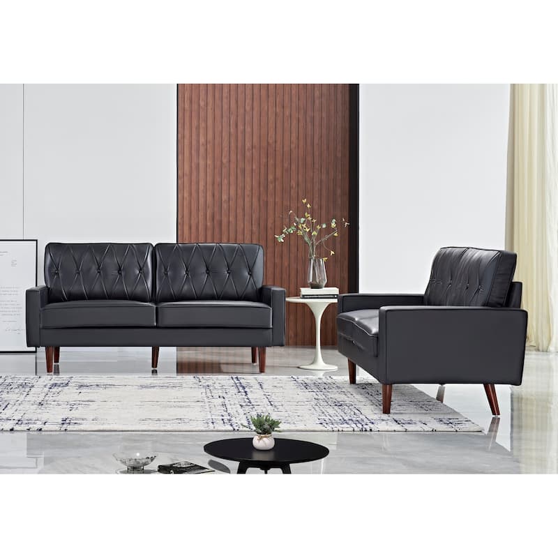 Acire Faux Leather Cushion Back 2PCS Living Room Set